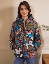 Boden Reversible Puffer Jacket Navy, Tropic Palm / womens padded leaf print jackets