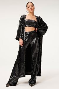 GOOD AMERICAN SEQUIN ROBE Black001 / glittering black sequinned oversized longline robes / glamorous evening jackets / party glamour
