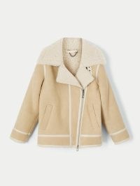 JIGSAW Shearling Clean Aviator Jacket in Neutral ~ womens luxe winter jackets