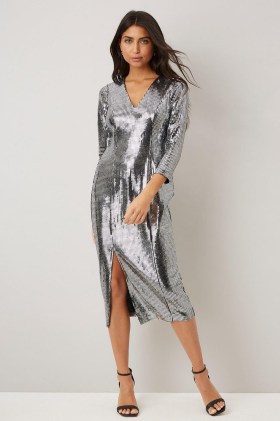 Wallis Silver Mirror Sequin Dress. METALLIC PARTY DRESSES - flipped