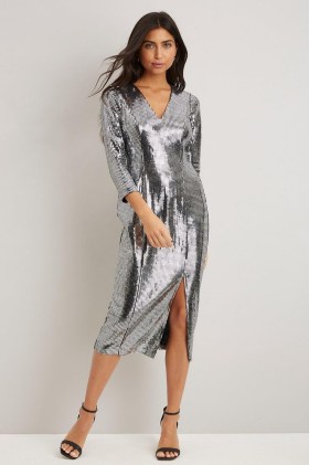 Wallis Silver Mirror Sequin Dress. METALLIC PARTY DRESSES