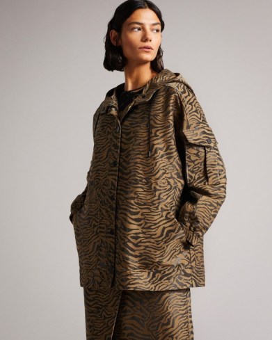 TED BAKER NEINA Sport Animal Jacquard Hooded Jacket / women’s casual printed jackets