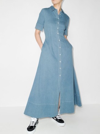 STAUD Joan denim long dress ~ maxi shirt dresses