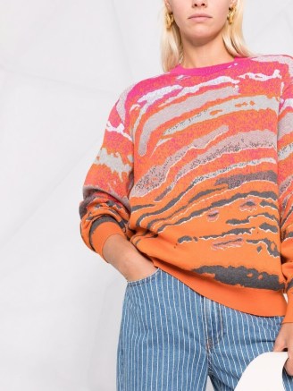 Stella McCartney zebra-motif cotton jumper orange/pink/grey