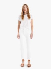 MOTHER DENIM THE MID RISE DAZZLER ANKLE in Fairest Of Them All | womens white straight leg ankle grazing jeans