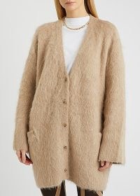 TOTÊME Stone oversized alpaca-blend cardigan | womens textured drop shoulder cardigans | women’s neutral knitwear