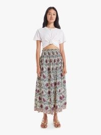 NATALIE MARTIN BELLA SKIRT VINTAGE FLOWERS LAVENDER | flowy floral shirred waist skirts | floaty boho clothing | bohemian fashion