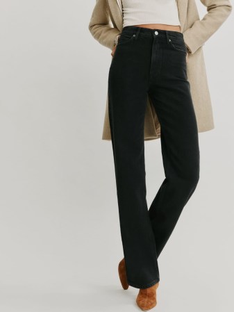 Reformation Wilder High Rise Wide Leg Jeans | women’s black rigid denim fashion