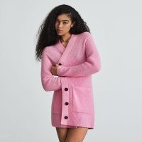 EVERLANE The Oversized Alpaca Cardigan Bubble Gum ~ womens pink button front patch pocket cardigans