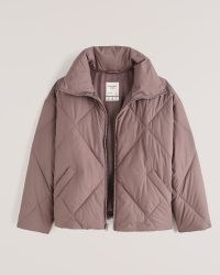 Abercrombie & Fitch Oversized Diamond Puffer in Mauve ~ womens on-trend padded jackets