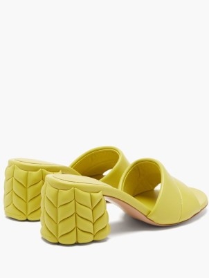 GIANVITO ROSSI Florea 60 braided-effect yellow leather mules ~ chunky heel mule sandals - flipped