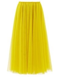 RAEY Recycled yellow tulle midi tutu skirt ~ bright sheer net overlay skirts