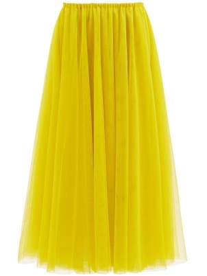 RAEY Recycled yellow tulle midi tutu skirt ~ bright sheer net overlay skirts - flipped