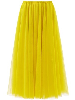 RAEY Recycled yellow tulle midi tutu skirt ~ bright sheer net overlay skirts