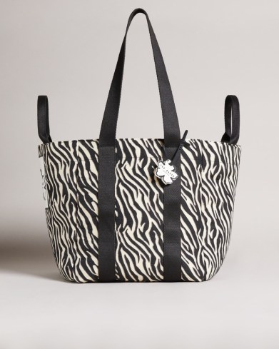 TED BAKER CAYZEBA Zebra Detail Large Nylon Tote / animal print shopper bags