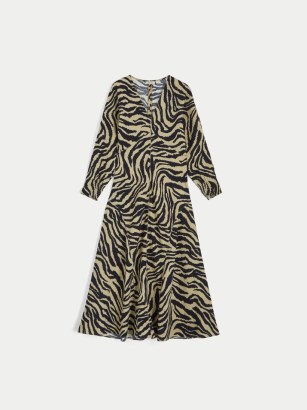 JIGSAW Zebra Ikat Maxi Dress. ANIMAL PRINT BIAS CUT V-NECK DRESSES - flipped