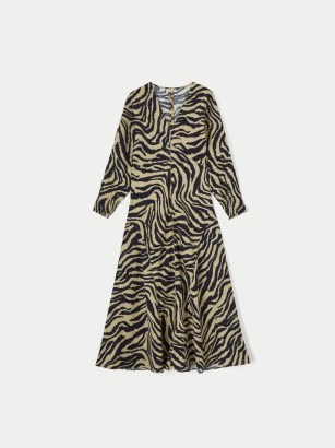 JIGSAW Zebra Ikat Maxi Dress. ANIMAL PRINT BIAS CUT V-NECK DRESSES