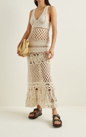 Ulla Johnson Alexis Crocheted Merino Wool Maxi Dress | chrochet open knit dresses