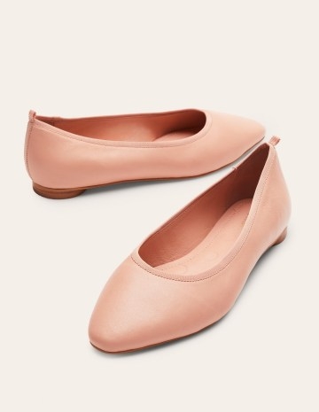 Boden Almond Toe Ballerinas in Antique Pink ~ leather ballerina flats ~ ballerina shoes - flipped