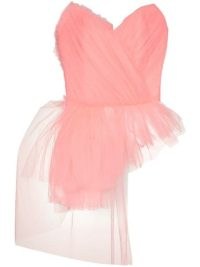 ANOUKI asymmetric pink tulle corset ~ strapless ballet inspired tops ~ sheer net overlay fashion