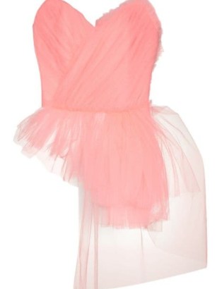 ANOUKI asymmetric pink tulle corset ~ strapless ballet inspired tops ~ sheer net overlay fashion - flipped