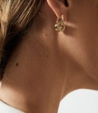REISS ARABELLA CRYSTAL EMBELLISHED HOOP EARRINGS GOLD ~ contemporary feminine hoops ~ womens modern style fashion jewellery