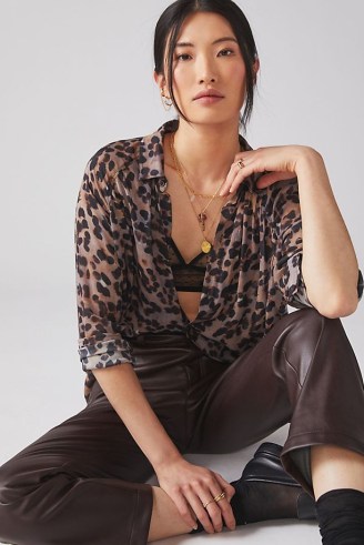 Cloth & Stone Leopard Buttondown Shirt – women’s animal print shirts – wild cat prints on womens fashion - flipped