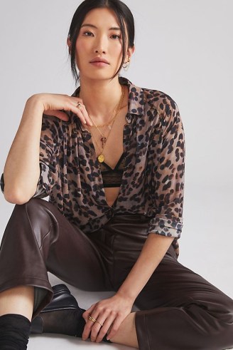 Cloth & Stone Leopard Buttondown Shirt – women’s animal print shirts – wild cat prints on womens fashion