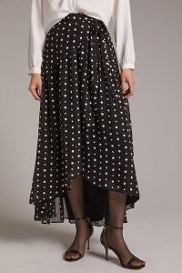 Hutch Embroidered Wrap Midi Skirt Black Motif / floral high-low evening occasion skirts