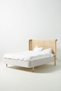 ANTHROPOLOGIE Heatherfield King Bed ~ stylish bedroom furniture ~ large beds ~ headboard and velvet upholstered frame