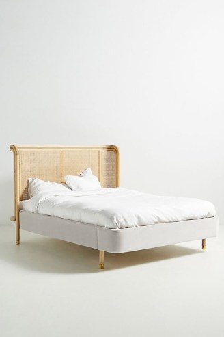 ANTHROPOLOGIE Heatherfield King Bed ~ stylish bedroom furniture ~ large beds ~ headboard and velvet upholstered frame - flipped