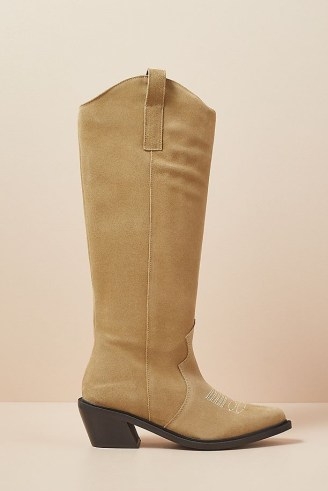 Alohas Mount Desert Knee-High Boots in Taupe ~ women’s neutral tone Western style boots - flipped