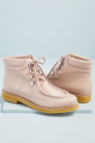ANTHROPOLOGIE Lace-up Suede Boots in Pink ~ womens casual ankle boots