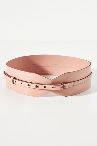 ANTHROPOLOGIE Leather Corset Belt in Pink ~ womens wide belts