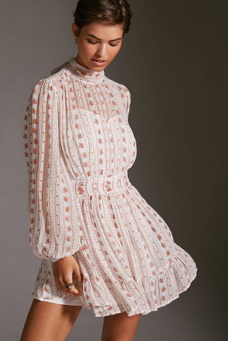 Let Me Be Sheer Mini Dress Pink Combo / long sleeve high neck floral dresses