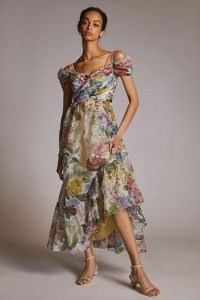 Geisha Designs Floral Maxi Dress / romantic style bardot dresses