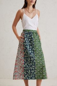 ANTHROPOLOGIE Patchwork Midi Skirt / multi floral print A-line skirts