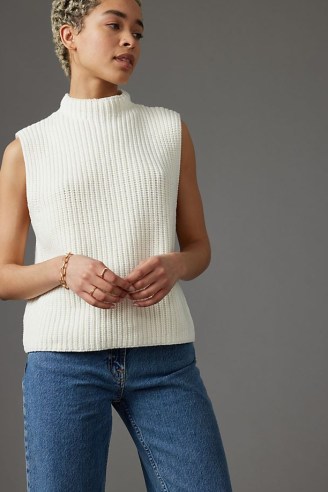 Selected Femme Melena Knitted Vest White / chic sleeveless sweater vests - flipped