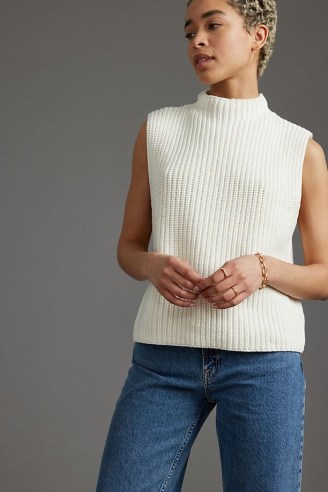 Selected Femme Melena Knitted Vest White / chic sleeveless sweater vests