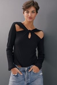 Anthropologie Twist Cut-Out Top in Black