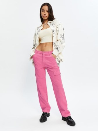 REFORMATION Bailey High Rise Utility Pant in Candy ~ womens casual bright pink pocket detail trousers