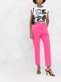 Balmain x Barbie straight-leg top stitched jeans ~ women’s pink denim fashion