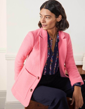 Boden Bella Textured Wool Blazer in Azalea Pink ~ women’s blazers - flipped