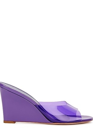 BETTINA VERMILION X Emili Sindlev 85 purple PVC wedge mules ~ clear strap mule wedges ~ wedge heels - flipped