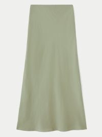 JIGSAW Bias Cut Maxi Skirt in Khaki – women’s wardrobe style essentials – green fluid satin style maxi skirts