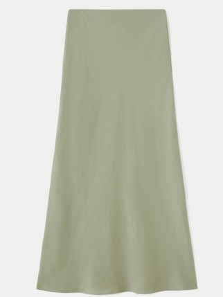 JIGSAW Bias Cut Maxi Skirt in Khaki – women’s wardrobe style essentials – green fluid satin style maxi skirts