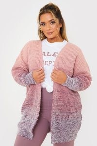 BILLIE FAIERS PINK OMBRE KNITTED CARDIGAN – women’s open front gradient colour cardigans – celebrity style knitwear