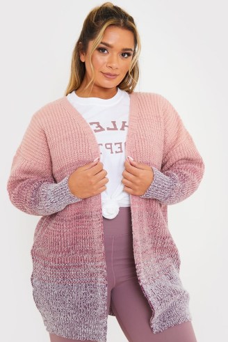BILLIE FAIERS PINK OMBRE KNITTED CARDIGAN – women’s open front gradient colour cardigans – celebrity style knitwear - flipped