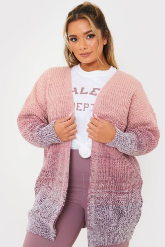 BILLIE FAIERS PINK OMBRE KNITTED CARDIGAN – women’s open front gradient colour cardigans – celebrity style knitwear