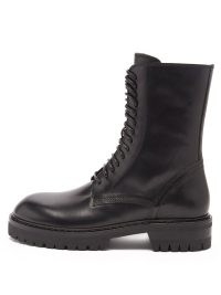 ANN DEMEULEMEESTER Alex lace-up black leather mid-length boots ~ womens combat boot ~ women’s casual utility footwear